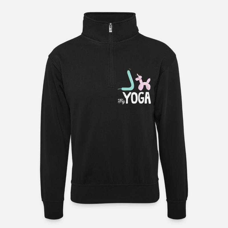 Try Yoga! - Sweat col montant zippé unisexe - noir