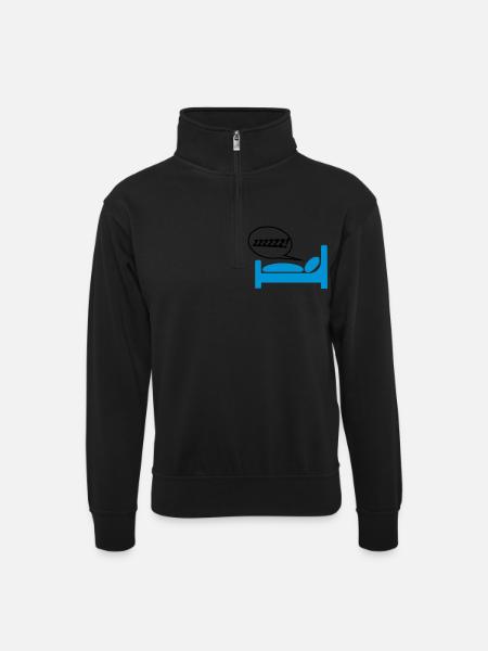 snore - Unisex sweater with zip collar - black