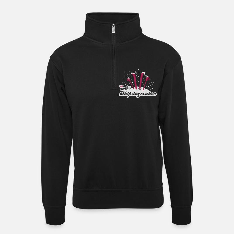 Apres Skiprinzessin - Unisex Pullover mit Zip-Kragen - Schwarz