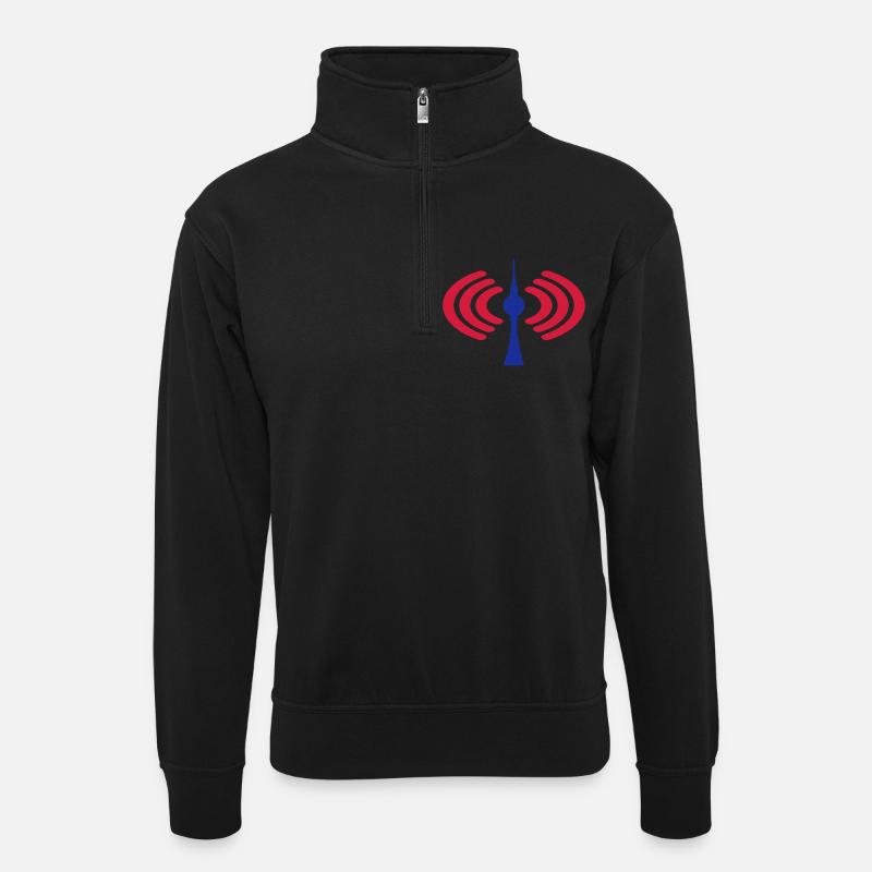 Fernsehturm - Unisex Pullover mit Zip-Kragen - Schwarz