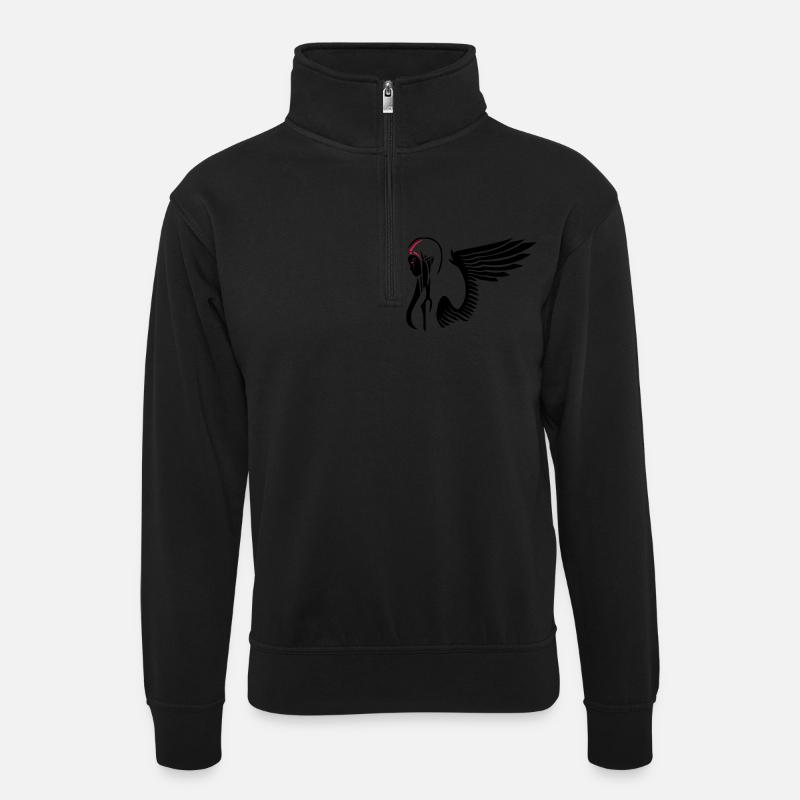 angel02 - Unisex sweater with zip collar - black