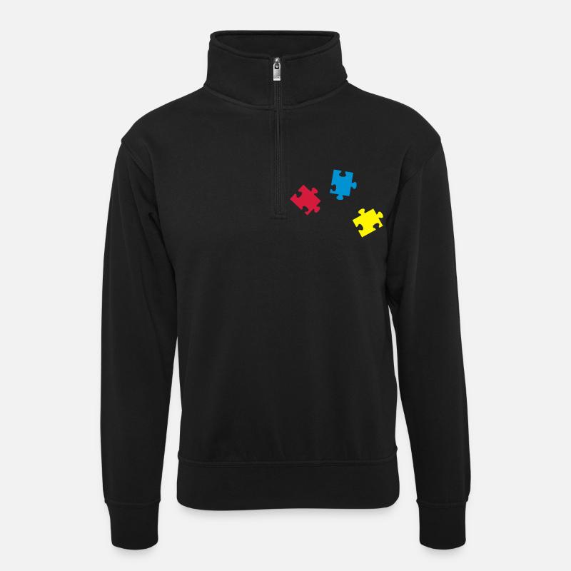 puzzle_teile_tk3 - Unisex Pullover mit Zip-Kragen - Schwarz