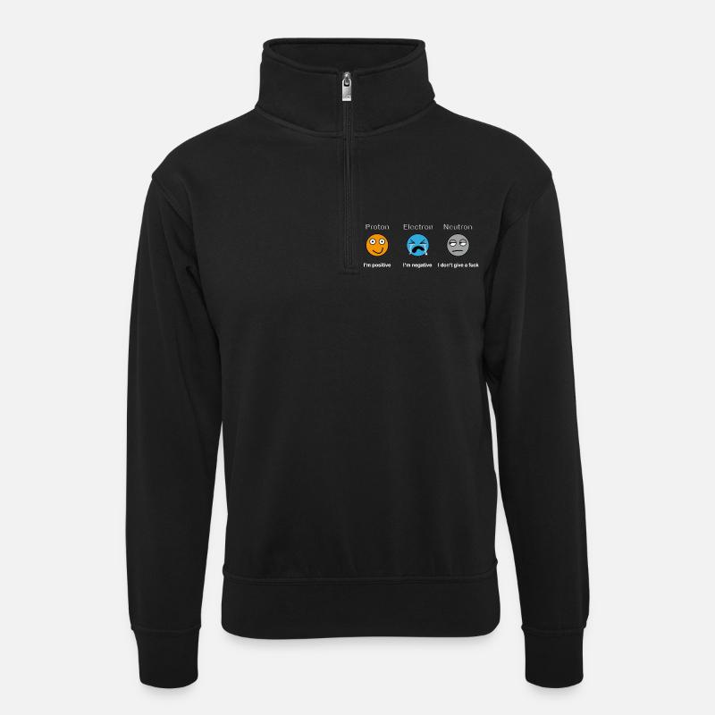 Proton Electron Neutron - Unisex Pullover mit Zip-Kragen - Schwarz