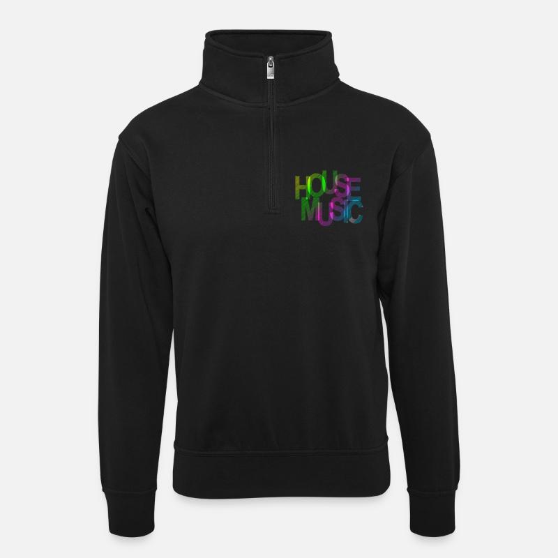 House Music - Unisex Pullover mit Zip-Kragen - Schwarz