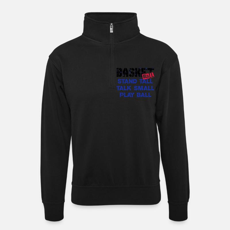 Basketball 05 - Unisex Pullover mit Zip-Kragen - Schwarz