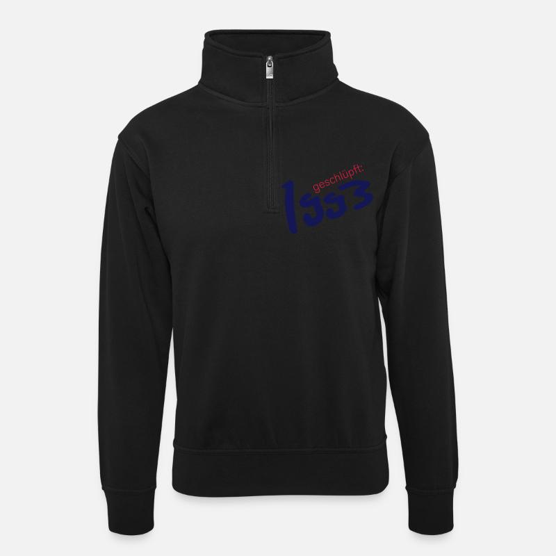 1993 geschlüpft - Unisex Pullover mit Zip-Kragen - Schwarz