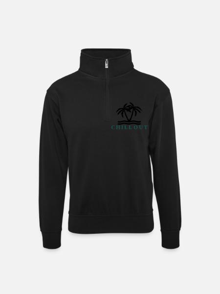 chill_out_vec_2 en - Unisex sweater with zip collar - black