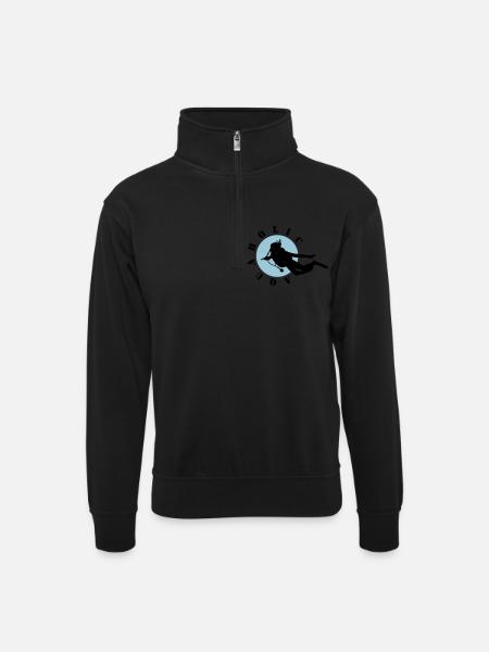Diving: Aquaholic - Unisex Pullover mit Zip-Kragen - Schwarz