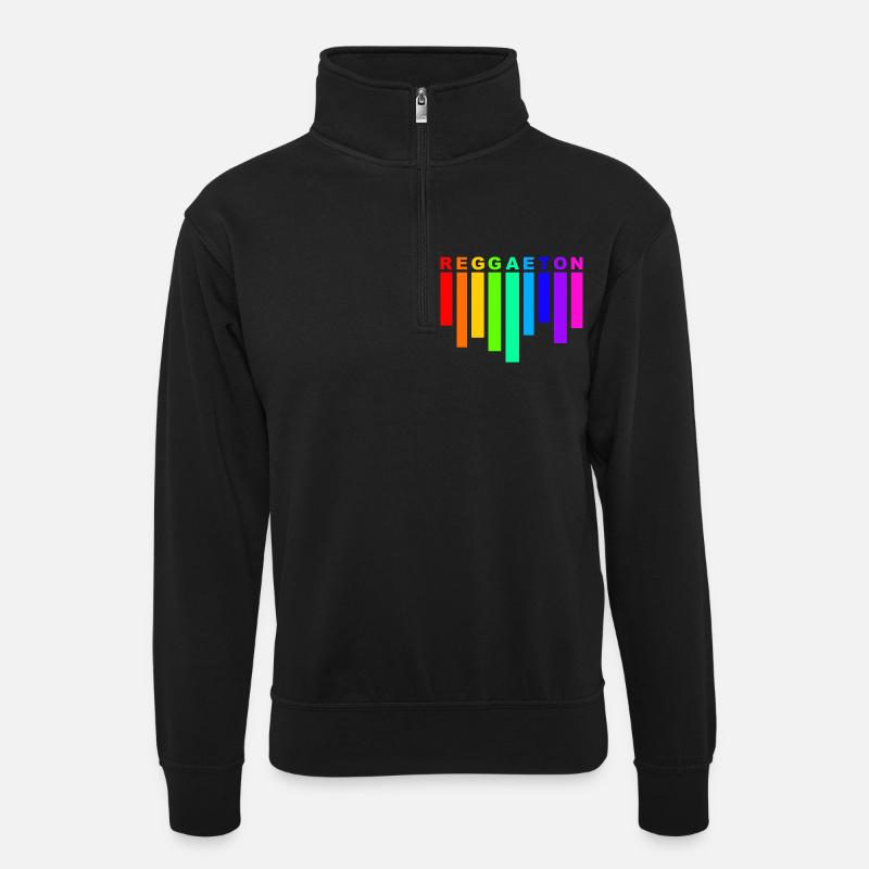 reggaeton rainbow - Unisex sweater with zip collar - black
