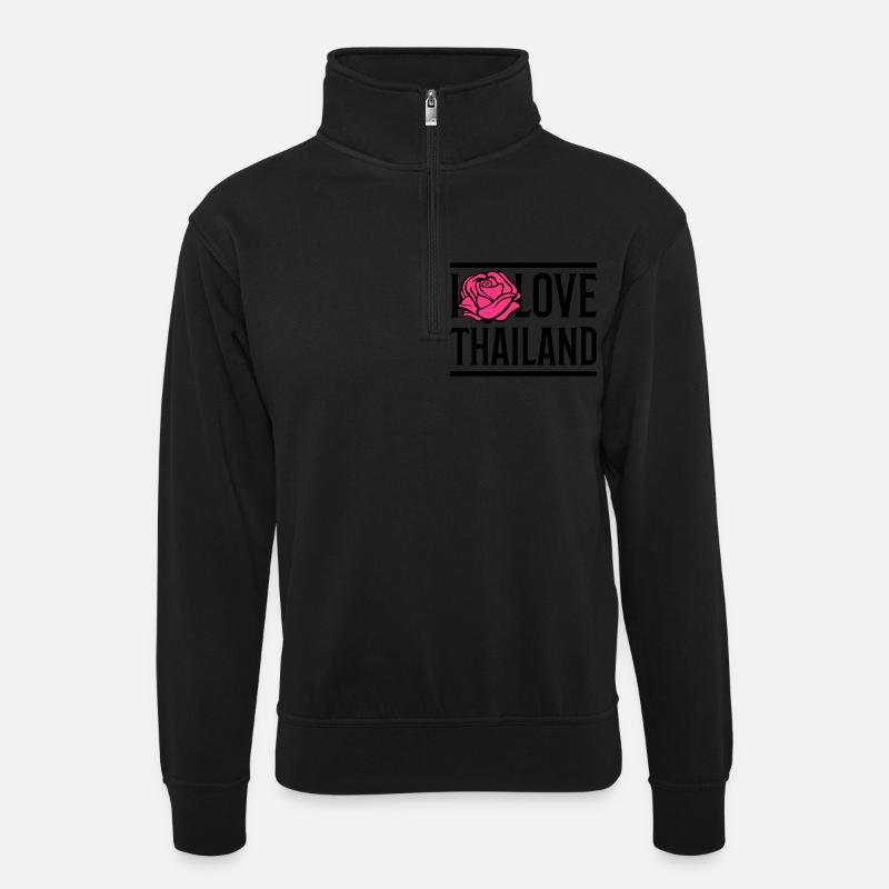 i love thailand - Unisex Pullover mit Zip-Kragen - Schwarz