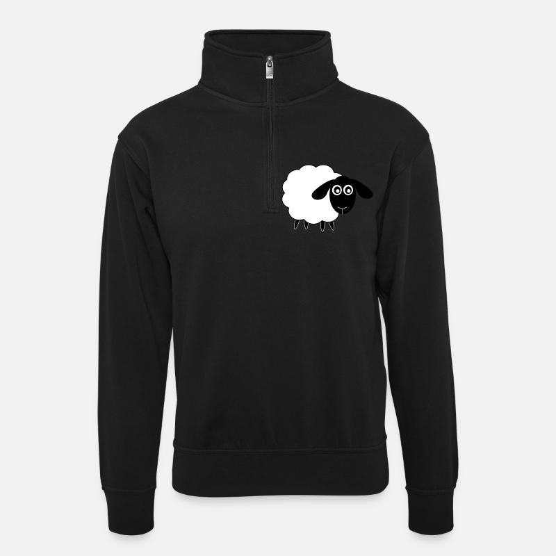 Schaf - Unisex Pullover mit Zip-Kragen - Schwarz