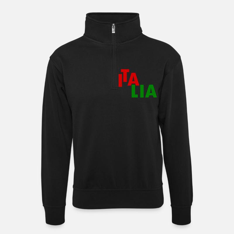 Italy - Unisex sweater with zip collar - black