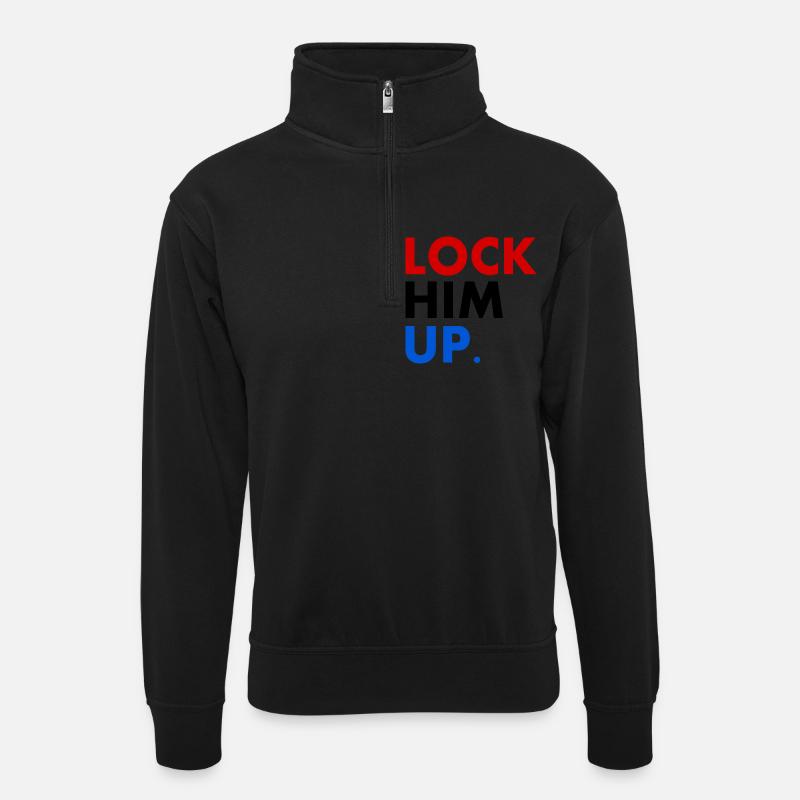Lock him up - Unisex Pullover mit Zip-Kragen - Schwarz