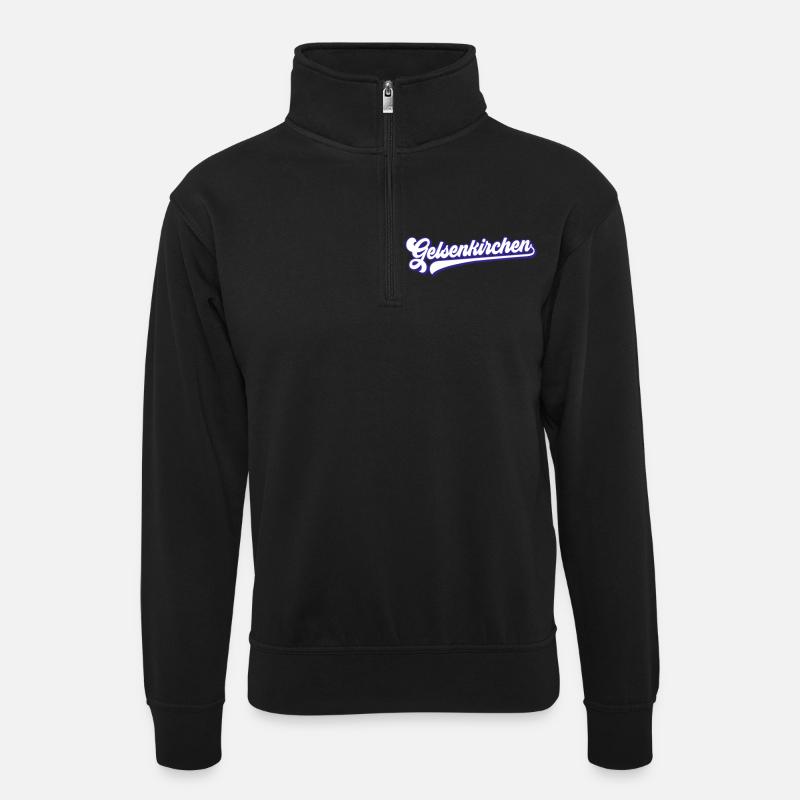 Gelsenkirchen Text | Farben änderbar - Unisex Pullover mit Zip-Kragen - Schwarz