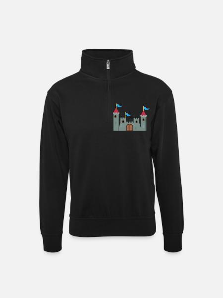 Castle - Unisex sweater with zip collar - black