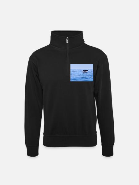 Wal - Unisex Pullover mit Zip-Kragen - Schwarz