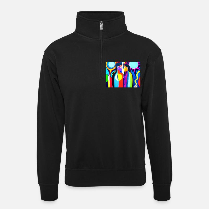 Kulturelle Vielfalt abstrakt - Unisex Pullover mit Zip-Kragen - Schwarz
