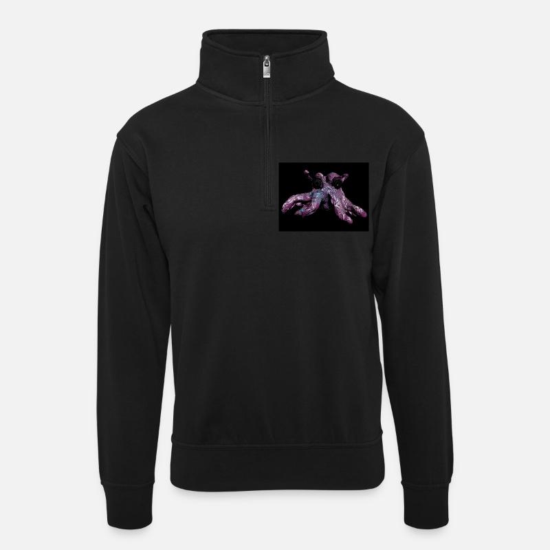 Krake oktopuss - Unisex Pullover mit Zip-Kragen - Schwarz