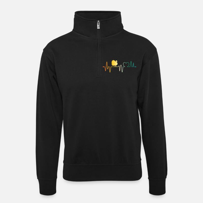 Truthahn - Unisex Pullover mit Zip-Kragen - Schwarz