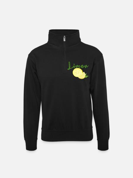 Limon - Unisex Pullover mit Zip-Kragen - Schwarz
