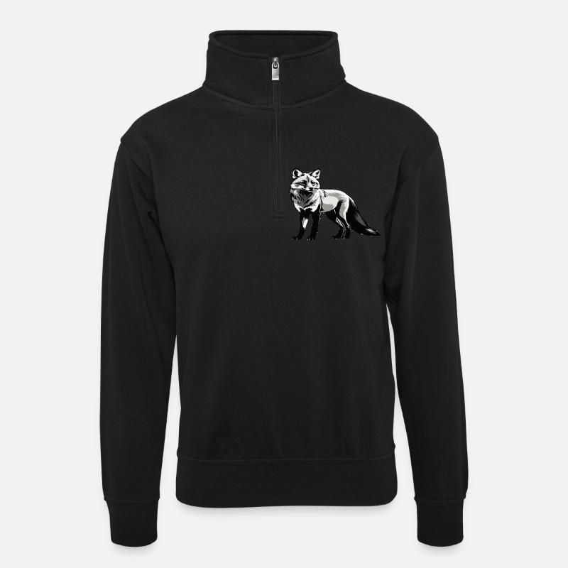 Renard - Conception d’animaux mignons - Sweat col montant zippé unisexe - noir