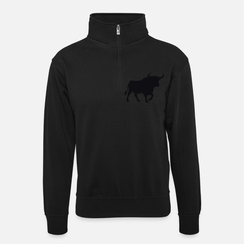 bull - Unisex sweater with zip collar - black