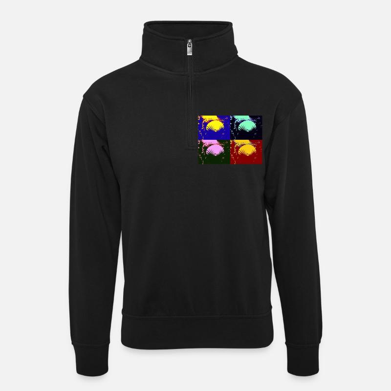 Muschel - Unisex Pullover mit Zip-Kragen - Schwarz