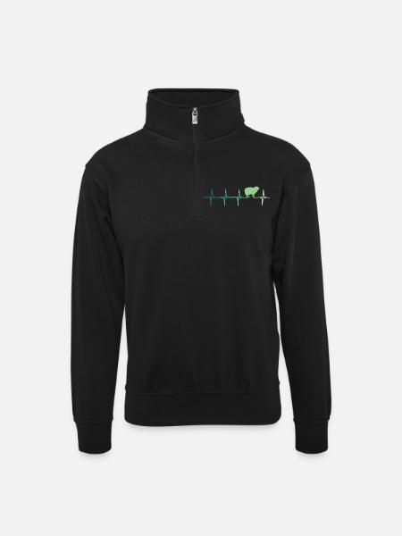 Sheep heartbeat Sheep Sheep - Unisex sweater with zip collar - black