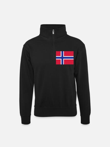 Norwegian Flag - Unisex sweater with zip collar - black