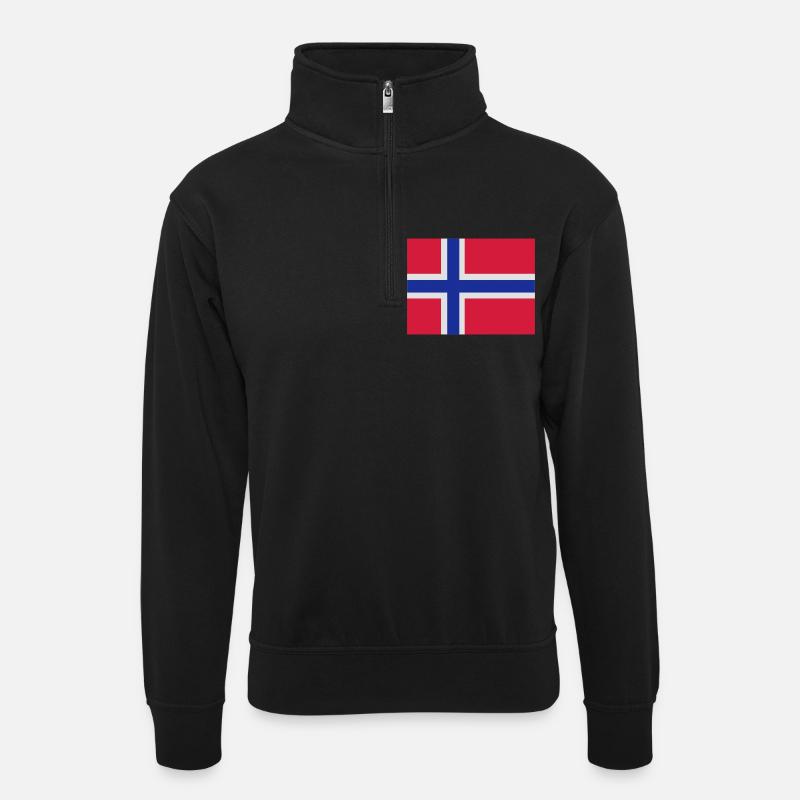 Norwegische Flagge - Unisex Pullover mit Zip-Kragen - Schwarz