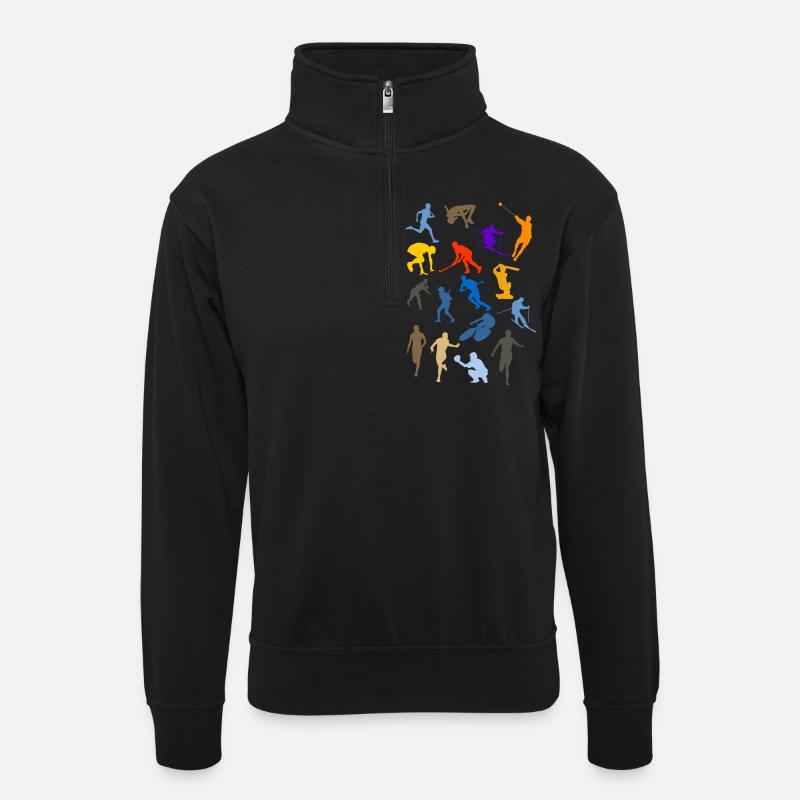 Sportarten - Unisex Pullover mit Zip-Kragen - Schwarz