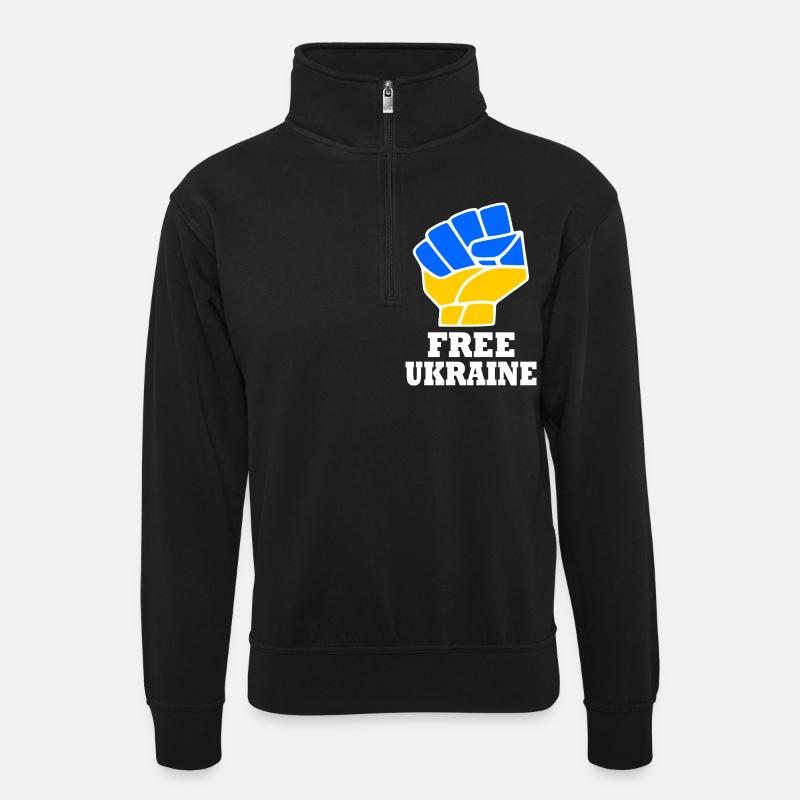 Free ukraine - Unisex sweater with zip collar - black