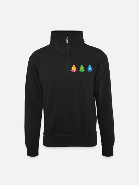 Weihnachtsbäume - Unisex Pullover mit Zip-Kragen - Schwarz