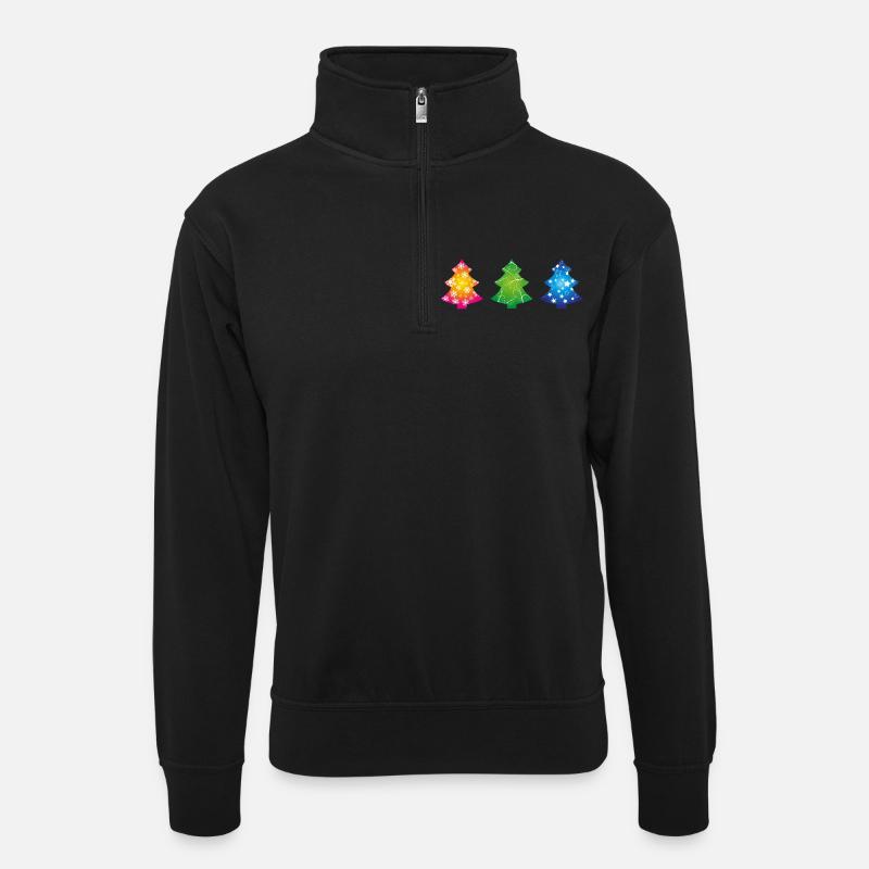 Weihnachtsbäume - Unisex Pullover mit Zip-Kragen - Schwarz