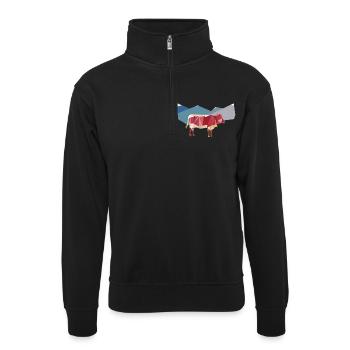 Pinzgauer ante alpes - Unisex Pullover mit Zip-Kragen - Schwarz - Vorne