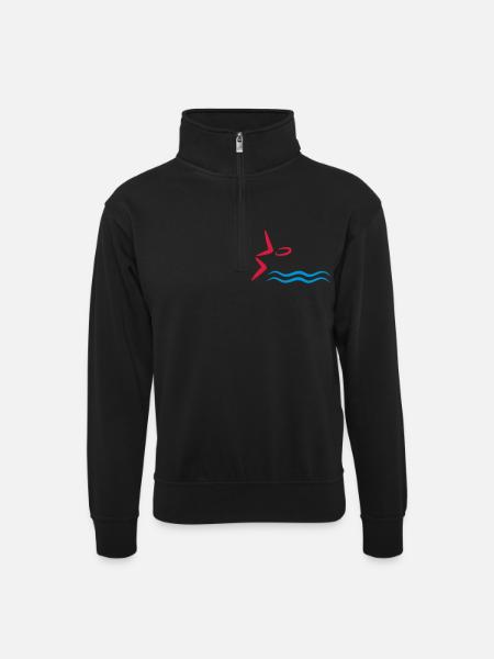 schwimmen - Unisex Pullover mit Zip-Kragen - Schwarz