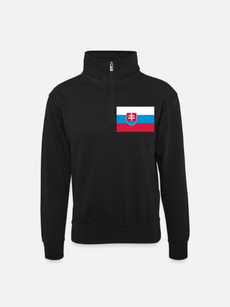 slovakia flag - Unisex sweater with zip collar - black