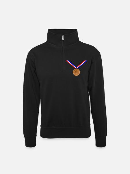 Bronze Medal 3rd - Unisex sweater with zip collar - black