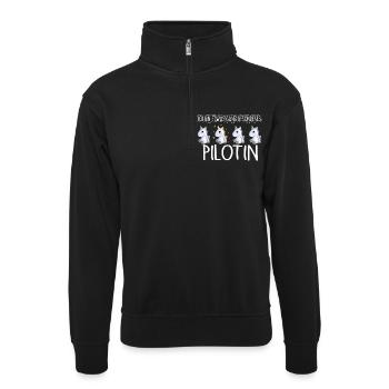 PILOTIN - Toll - Unisex Pullover mit Zip-Kragen - Schwarz - Vorne