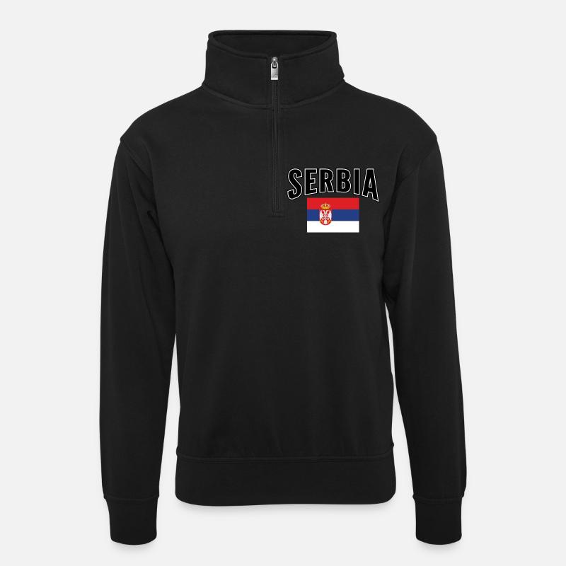Serbien - Unisex Pullover mit Zip-Kragen - Schwarz