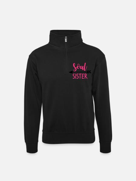 Soul Sister Right - Unisex Pullover mit Zip-Kragen - Schwarz