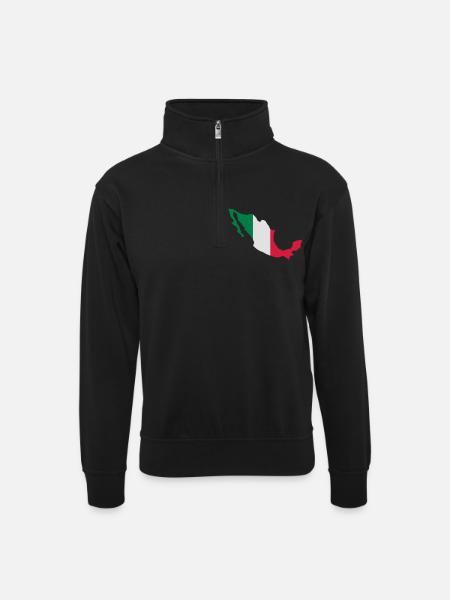 Mexico - Unisex sweater with zip collar - black