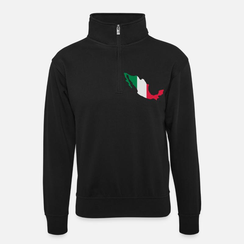 Mexiko - Unisex Pullover mit Zip-Kragen - Schwarz