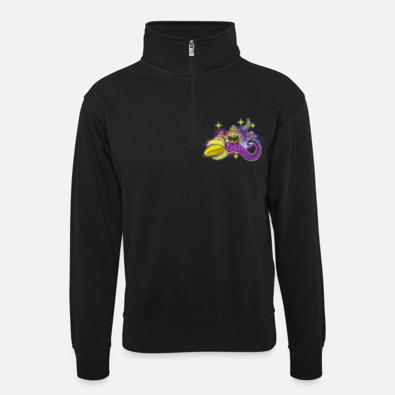 Space Banana - Unisex Pullover mit Zip-Kragen - Schwarz