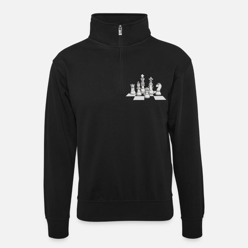 chess_gang - Unisex Pullover mit Zip-Kragen - Schwarz