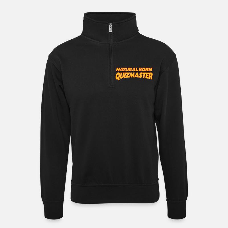 Natural born quizmaster 3col - Unisex sweater with zip collar - black