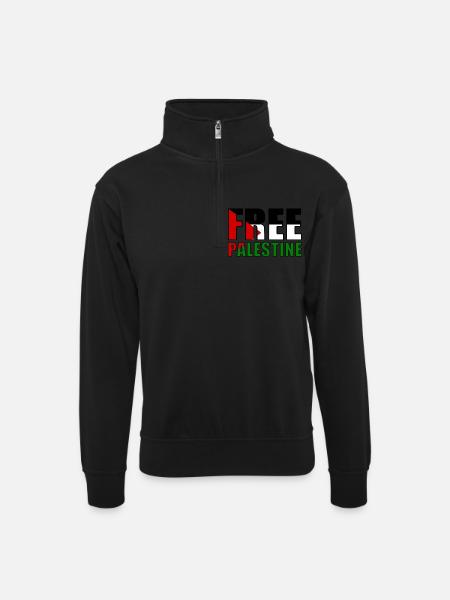 Free palestine - Unisex Pullover mit Zip-Kragen - Schwarz
