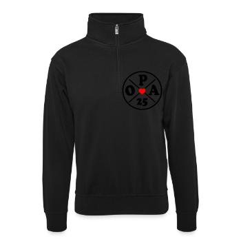 Opa 2025 - Unisex Pullover mit Zip-Kragen - Schwarz - Vorne
