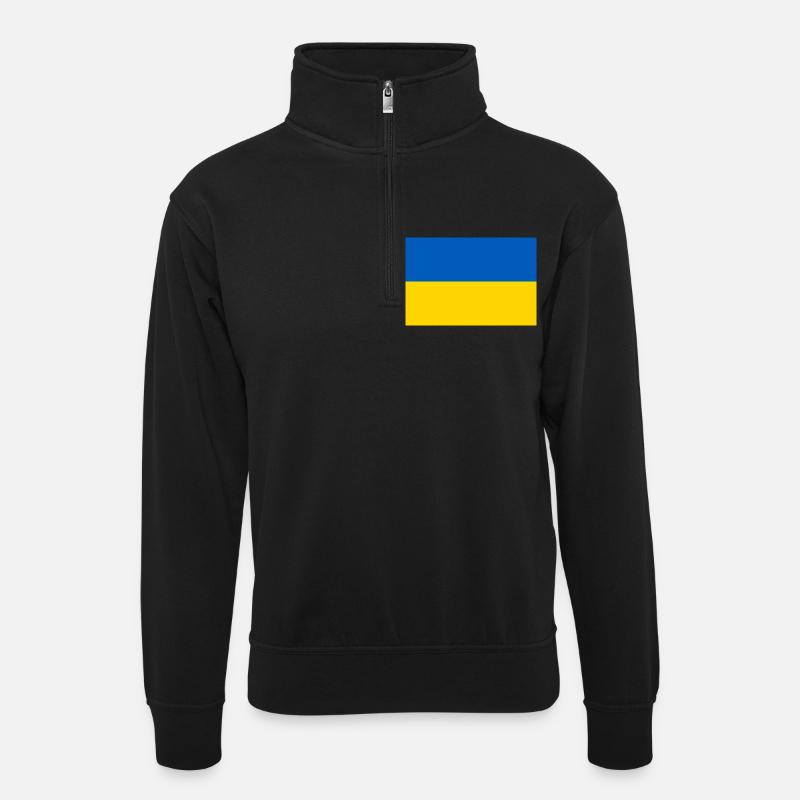 Ukraine - Unisex Pullover mit Zip-Kragen - Schwarz