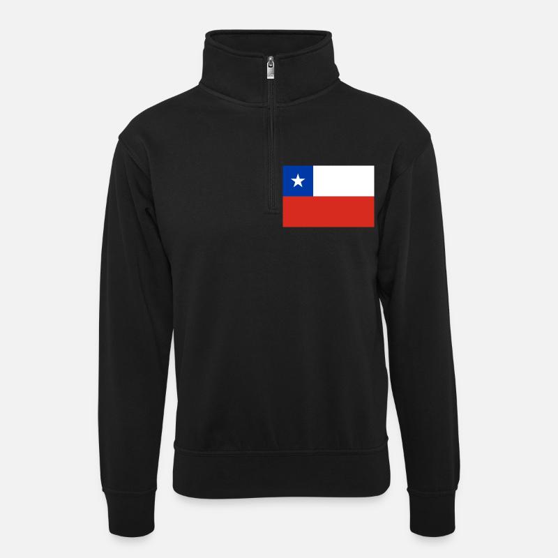 Chile - Unisex Pullover mit Zip-Kragen - Schwarz
